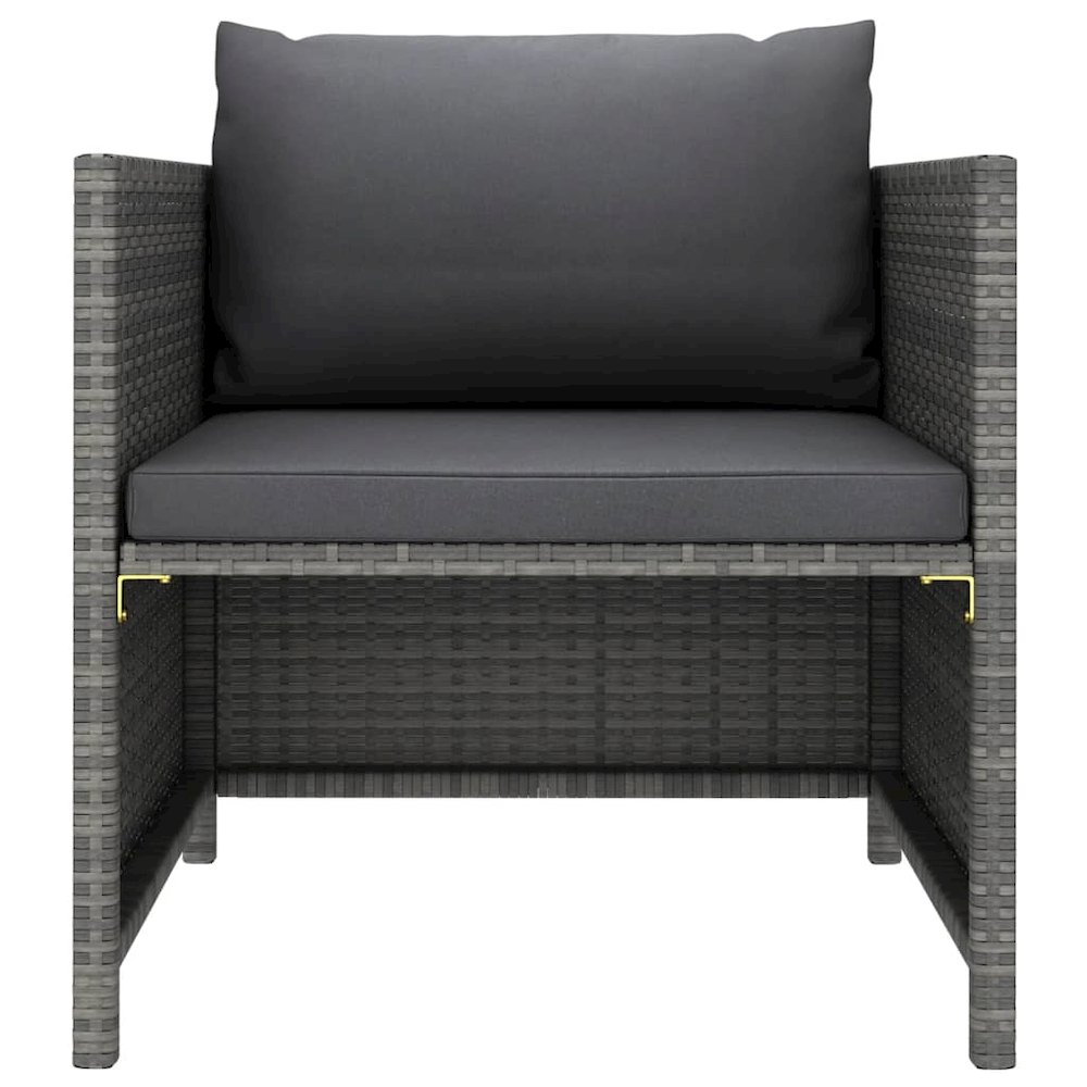 Garden Sofa Grey PE rattan, steel 23.6 in x 23.6 in Modular. Picture 2