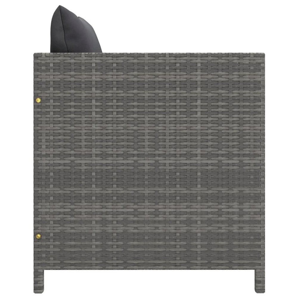 Garden Sofa Grey PE rattan, steel 23.6 in x 23.6 in Modular. Picture 3