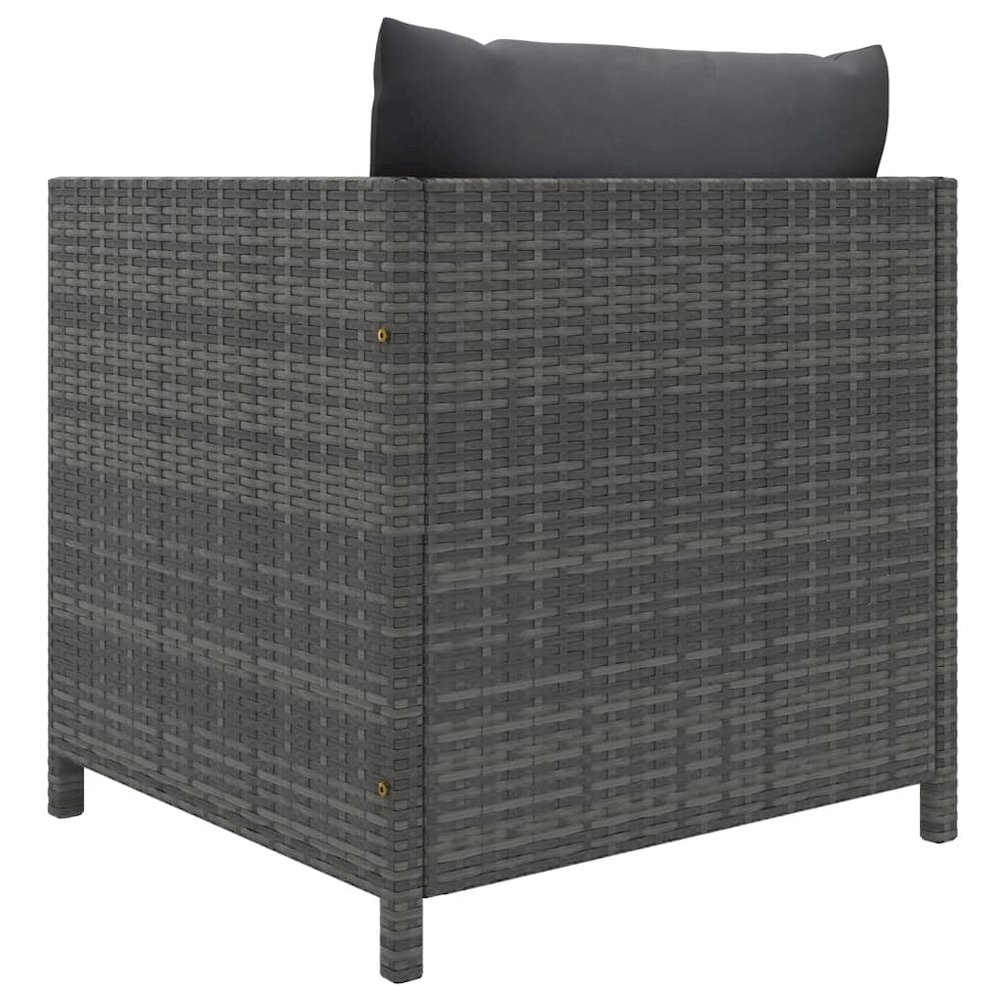 Garden Sofa Grey PE rattan, steel 23.6 in x 23.6 in Modular. Picture 4
