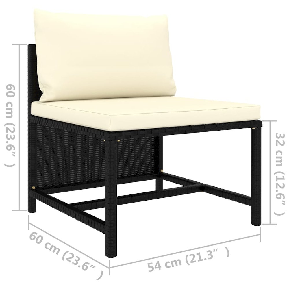 Middle Sofa Black PE rattan, powder-coated steel Medium Modular. Picture 5
