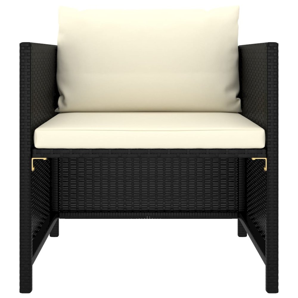 Garden Sofa Black PE Rattan, steel, polyester 23.6 x 23.6 x 23.6 in. Picture 2