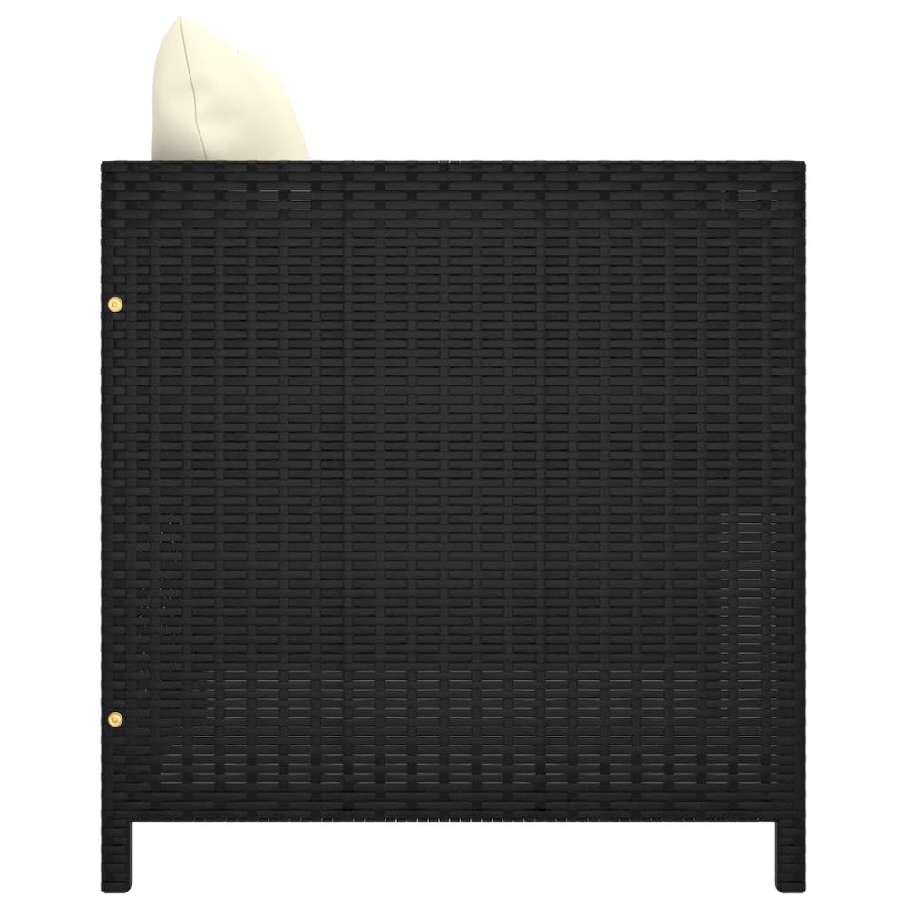 Garden Sofa Black PE Rattan, steel, polyester 23.6 x 23.6 x 23.6 in. Picture 3