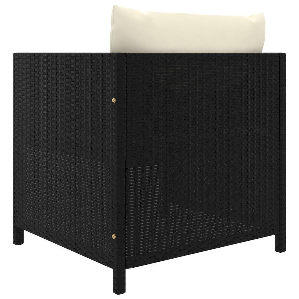 Garden Sofa Black PE Rattan, steel, polyester 23.6 x 23.6 x 23.6 in. Picture 4