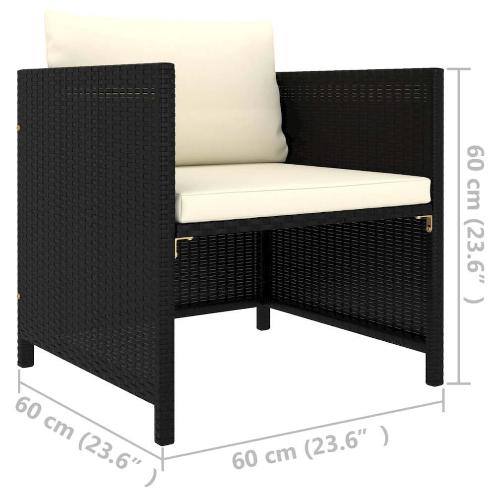 Garden Sofa Black PE Rattan, steel, polyester 23.6 x 23.6 x 23.6 in. Picture 5