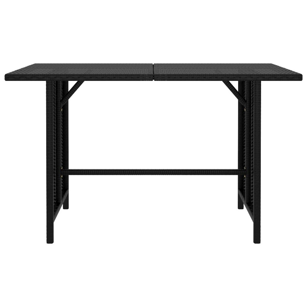 Dining Table Black PE rattan, Powder-Coated Steel Medium Durable. Picture 2