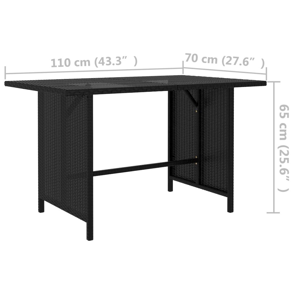 Dining Table Black PE rattan, Powder-Coated Steel Medium Durable. Picture 4