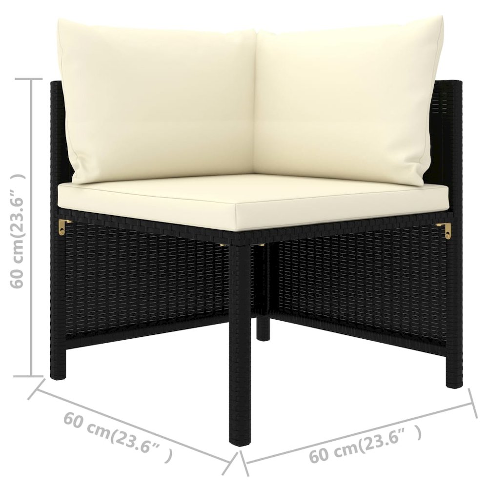 Patio Sofa Black PE Rattan 4-seater Removable Covers Square. Picture 6