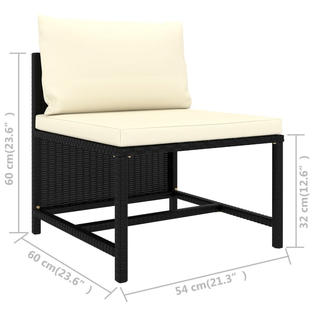Patio Sofa Black PE Rattan 4-seater Removable Covers Square. Picture 7