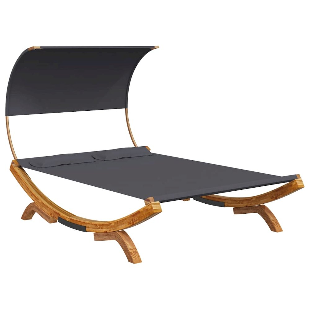 Outdoor Lounge Bed Anthracite Solid bent wood and polyester fabric. Picture 2