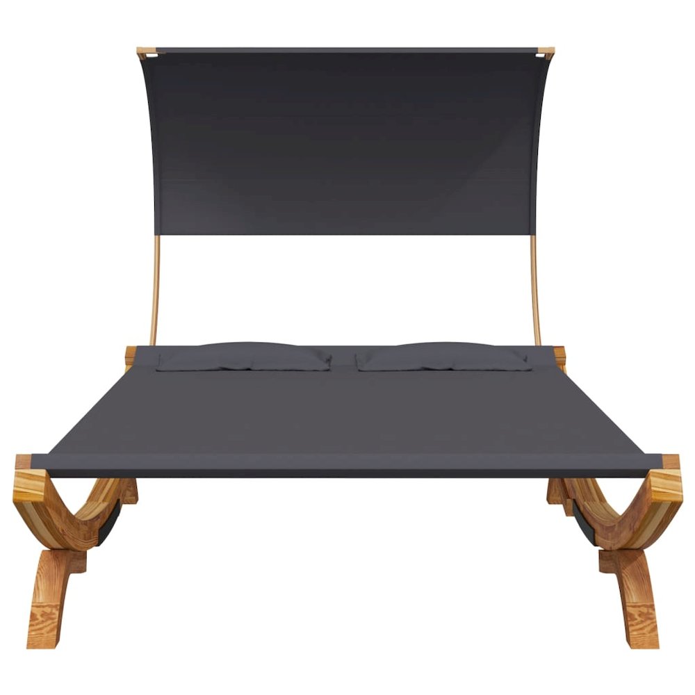 Outdoor Lounge Bed Anthracite Solid bent wood and polyester fabric. Picture 4