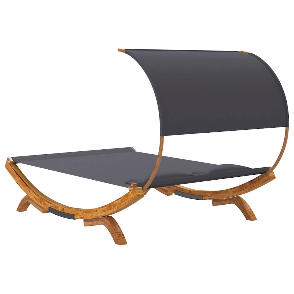 Outdoor Lounge Bed Anthracite Solid bent wood and polyester fabric. Picture 5
