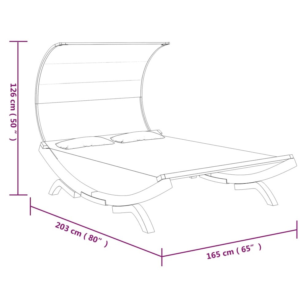 Outdoor Lounge Bed Anthracite Solid bent wood and polyester fabric. Picture 6