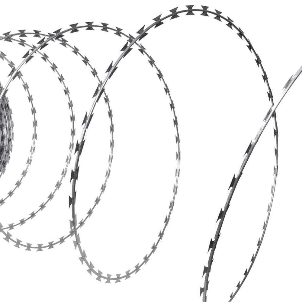 vidaXL NATO Razor Wires Helical Wire Rolls 2 pcs Galvanized Steel 196.9'. Picture 4