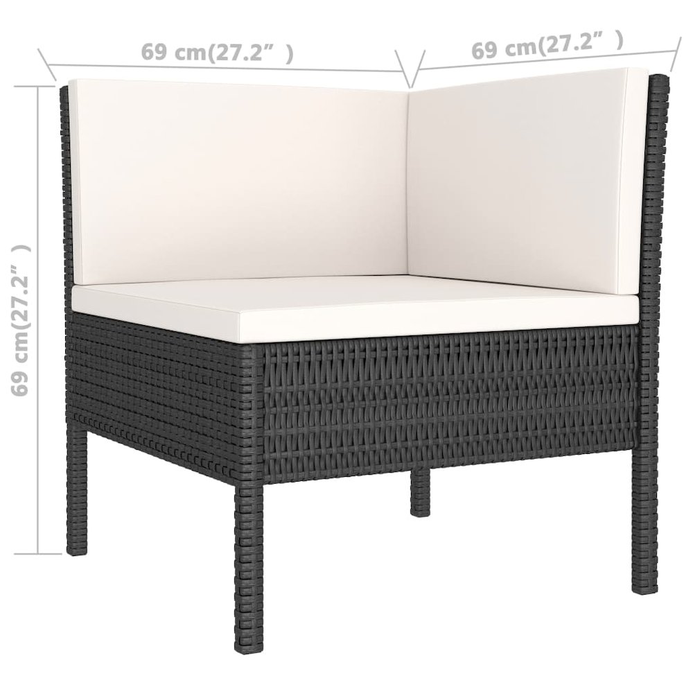 Garden Furniture Set Black PE rattan 27.2 in Seats Many. Picture 6