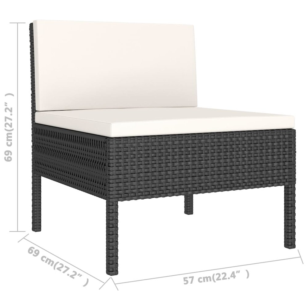 Garden Furniture Set Black PE rattan 27.2 in Seats Many. Picture 7