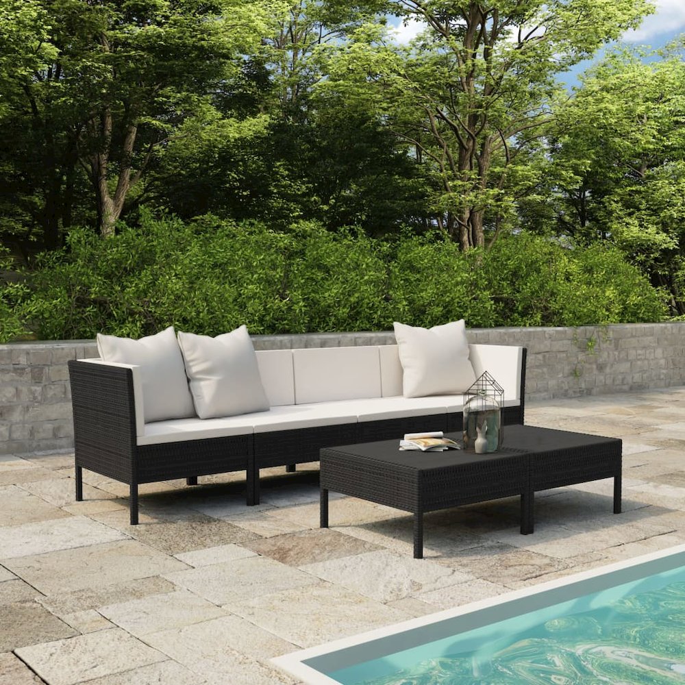 Garden Furniture Set Black PE rattan 27.2 in Seats Many. Picture 1