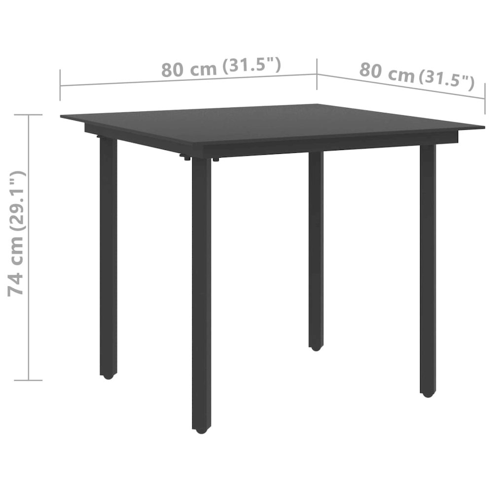 Garden Table Black Powder-coated steel, glass Medium Durable. Picture 4