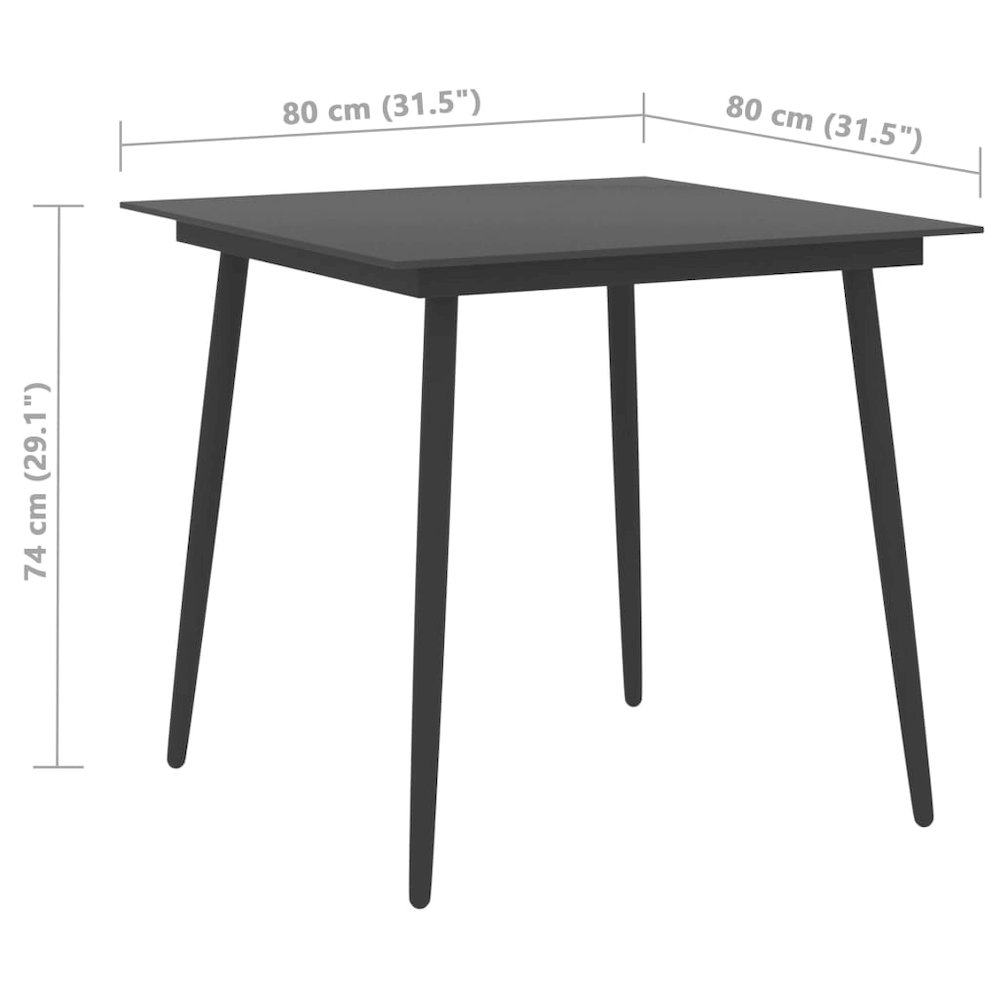 Garden Table Black Powder-coated steel, glass 31.5 x 31.5 x 29.1 in. Picture 4