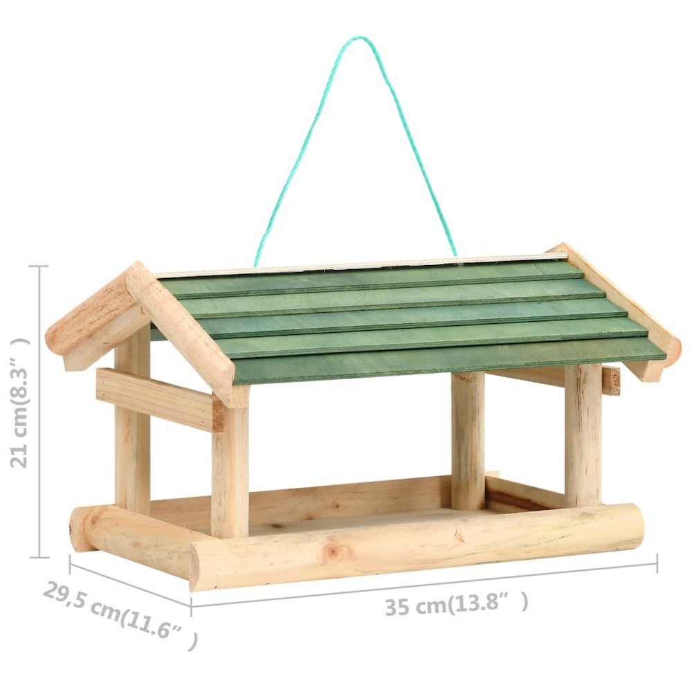 Bird Feeder Wood and green Solid fir wood 13.8 x 11.6 x 8.3 in. Picture 6