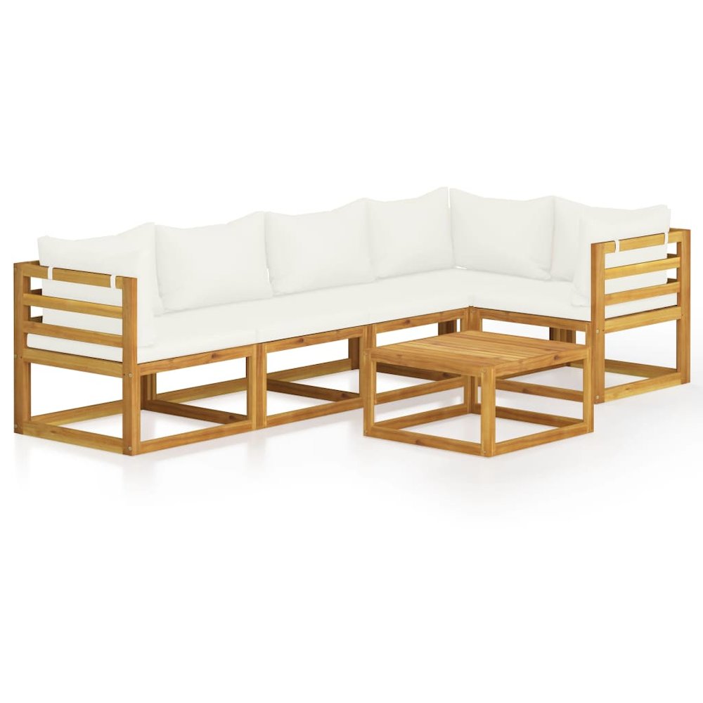 Garden Lounge Set Cream Solid acacia wood with an oil finish. Picture 2