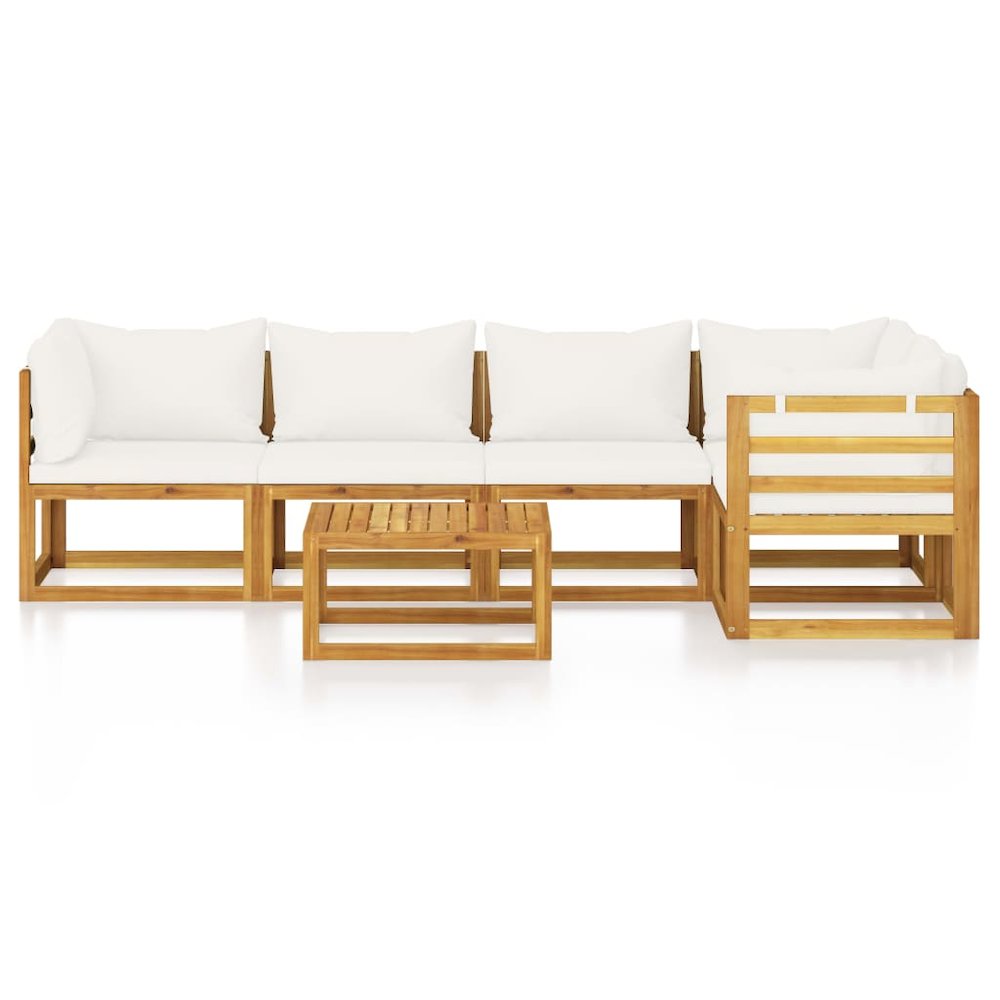 Garden Lounge Set Cream Solid acacia wood with an oil finish. Picture 3