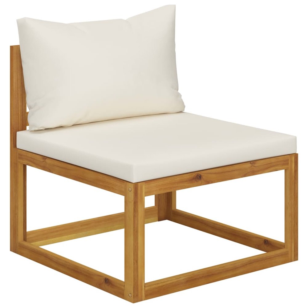 Garden Lounge Set Cream Solid acacia wood with an oil finish. Picture 8