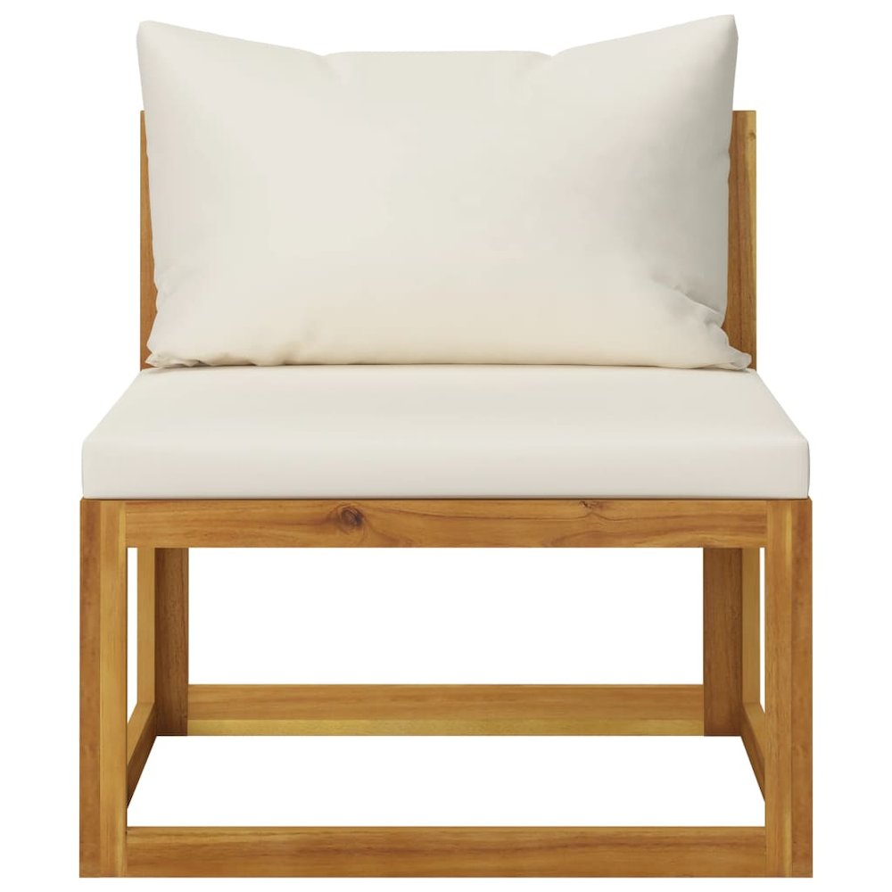Garden Lounge Set Cream Solid acacia wood with an oil finish. Picture 9