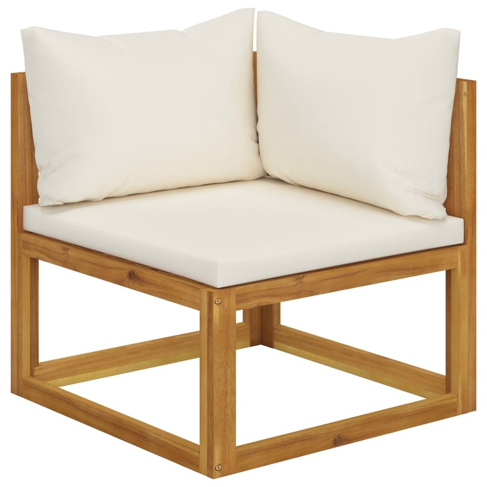 Garden Lounge Set Cream Solid acacia wood with an oiled finish. Picture 4