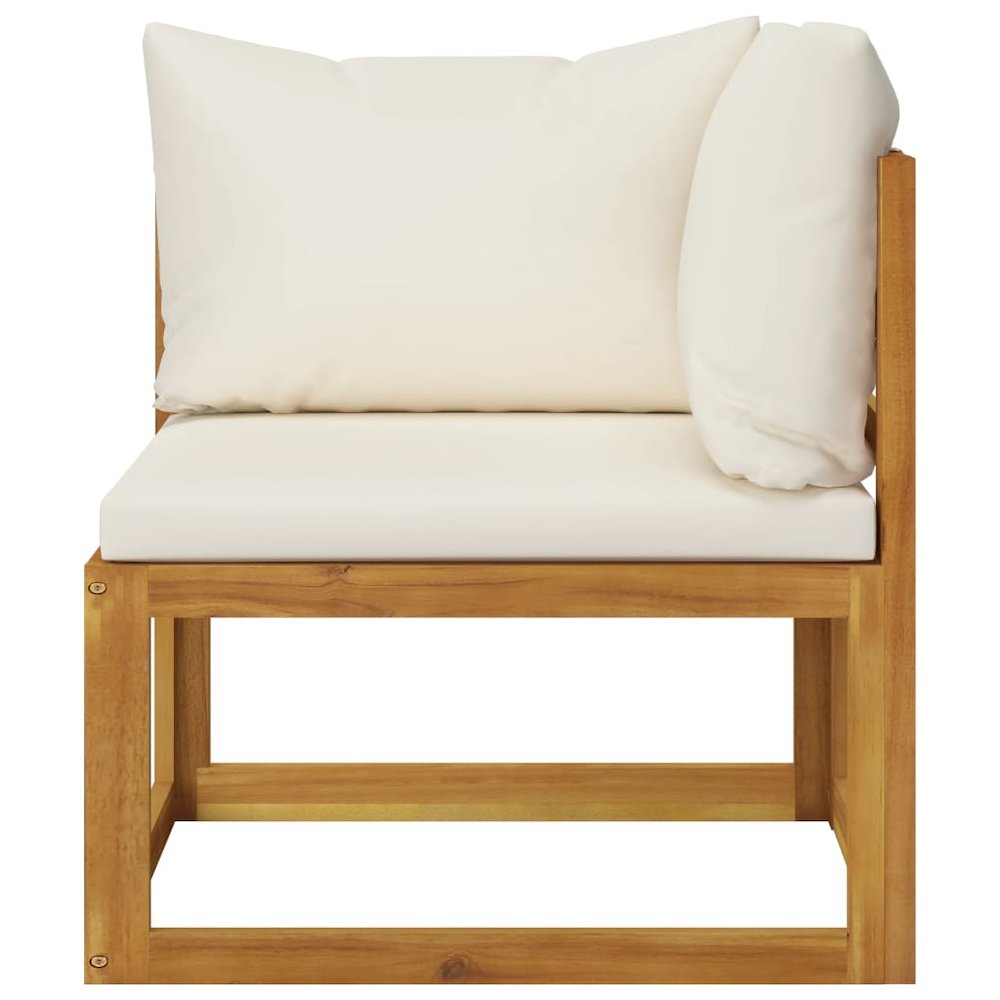 Garden Lounge Set Cream Solid acacia wood with an oiled finish. Picture 5