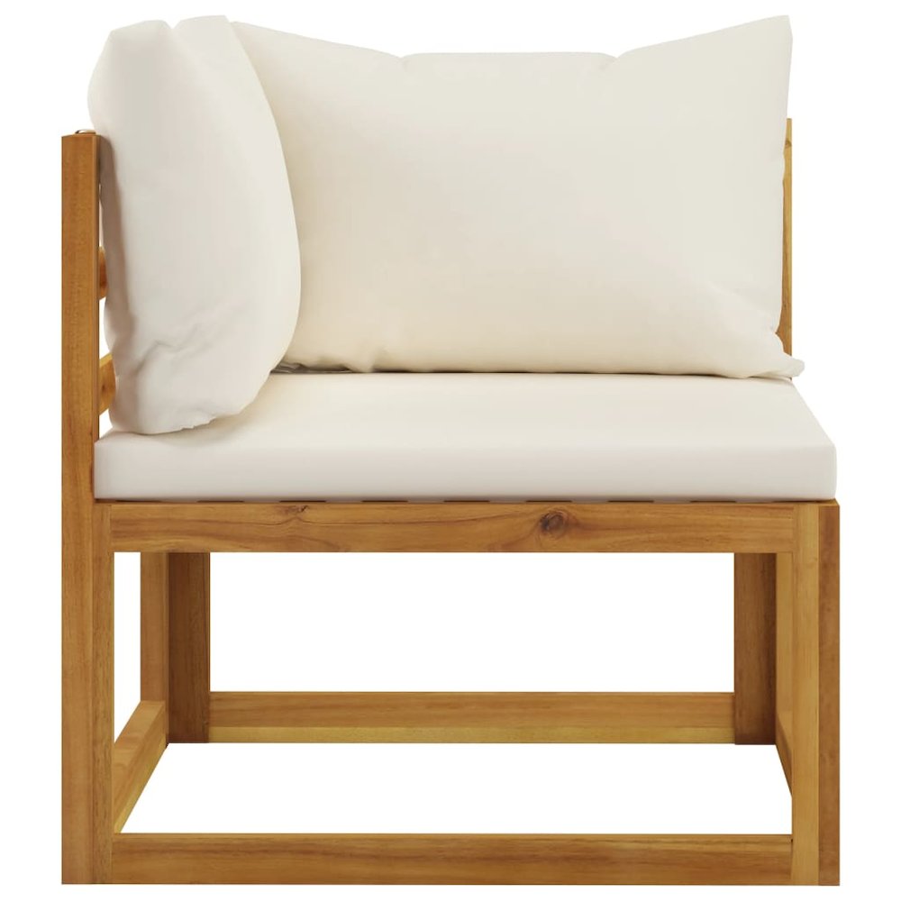 Garden Lounge Set Cream Solid acacia wood with an oiled finish. Picture 6