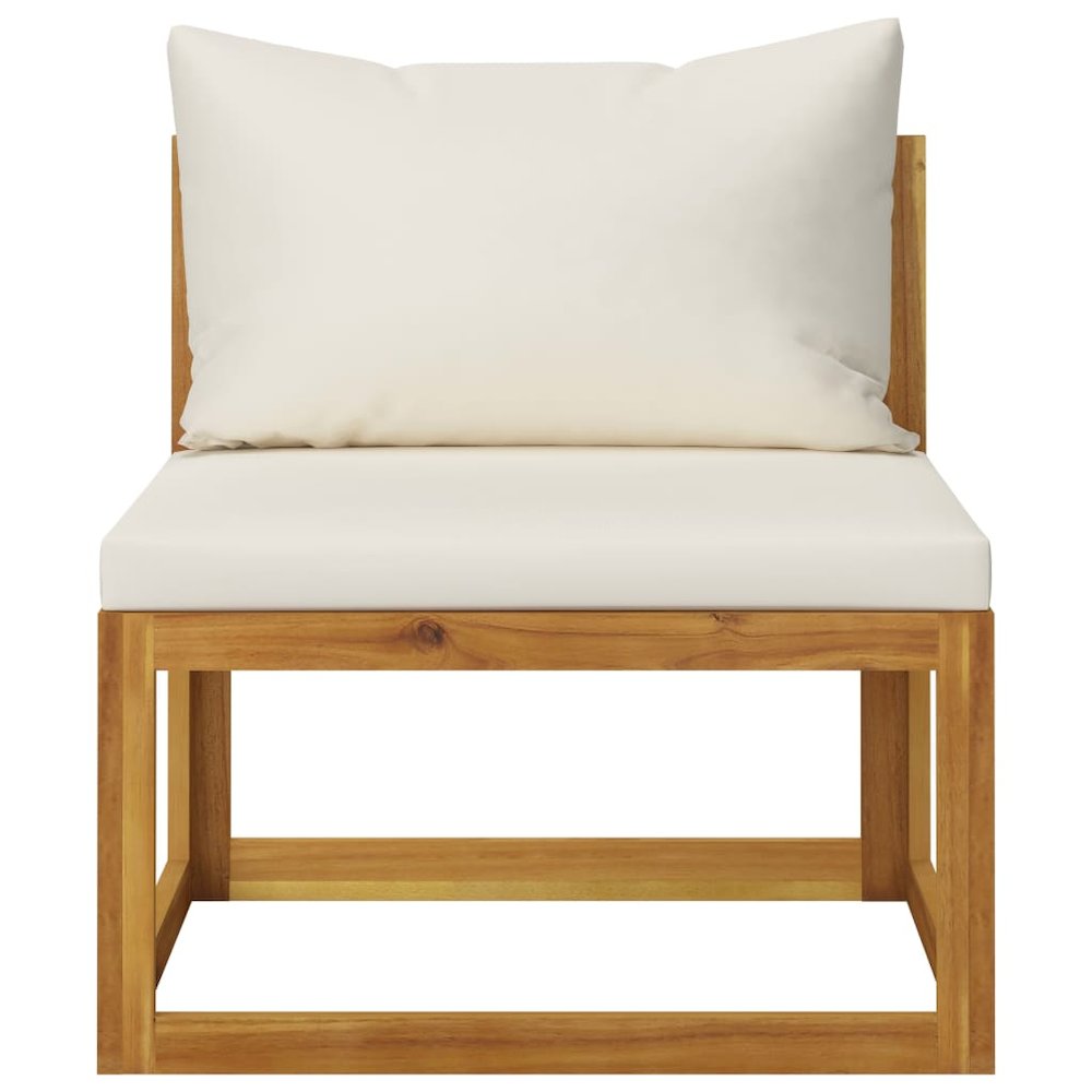 Garden Lounge Set Cream Solid acacia wood with an oiled finish. Picture 9