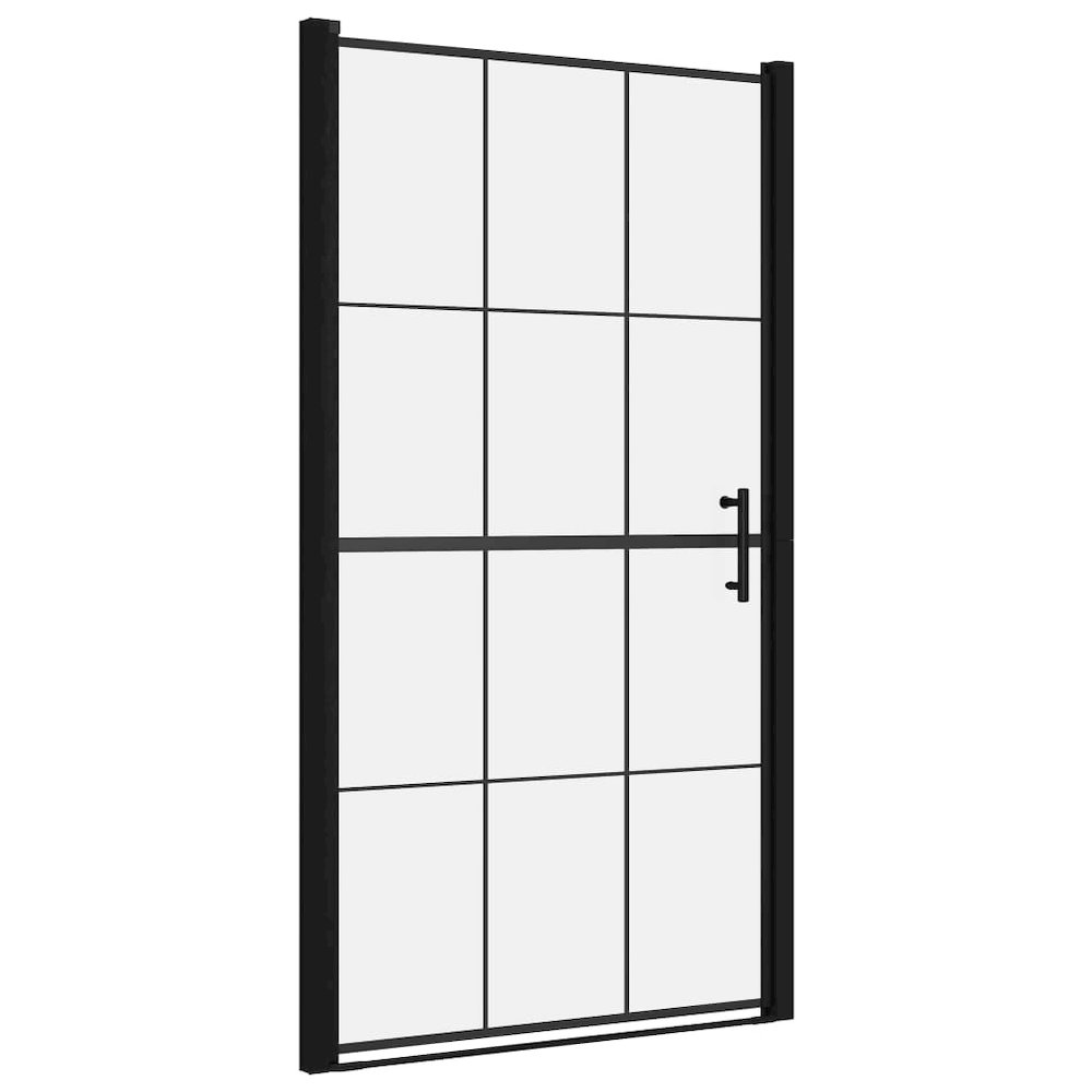Shower Door Tempered Glass 39.4"x70.1" Black. Picture 2