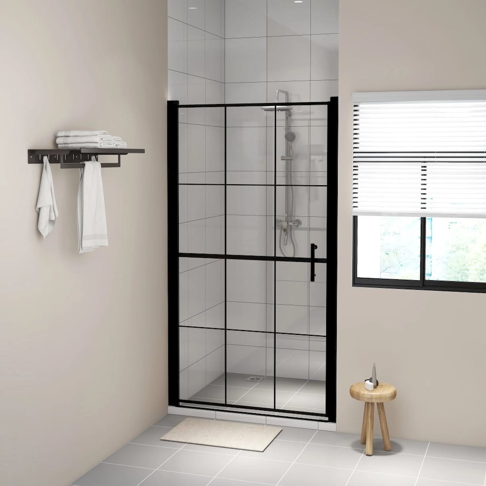 Shower Door Tempered Glass 39.4"x70.1" Black. Picture 1