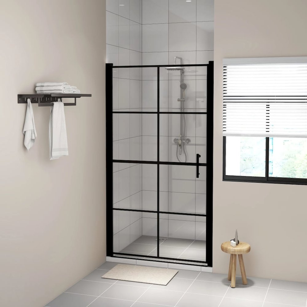 Shower Doors Tempered Glass 39.4"x70.1" Black. Picture 1