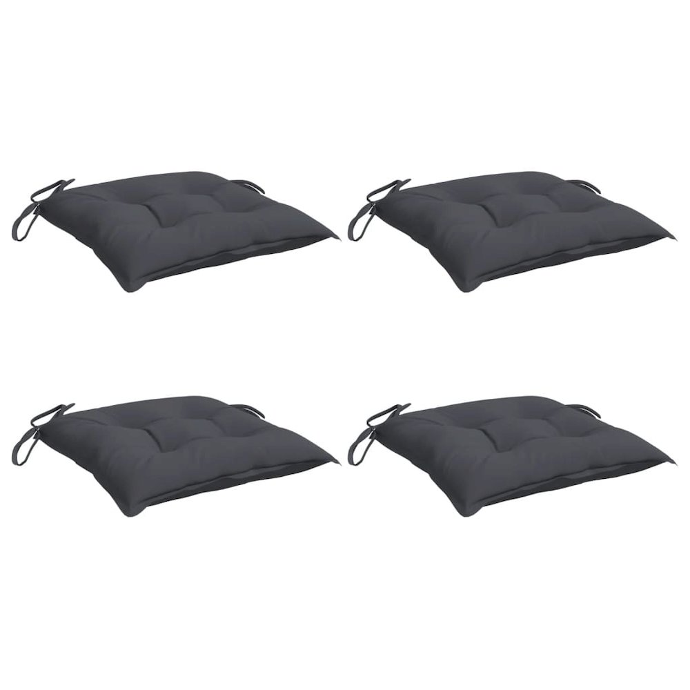 Chair Cushion Set of 4 Anthracite Oxford fabric (100% polyester). Picture 3