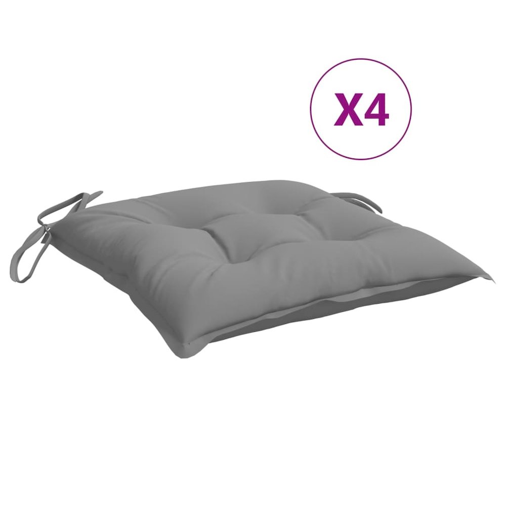 Chair Cushion Set of 4 Grey Oxford fabric (100% polyester). Picture 2