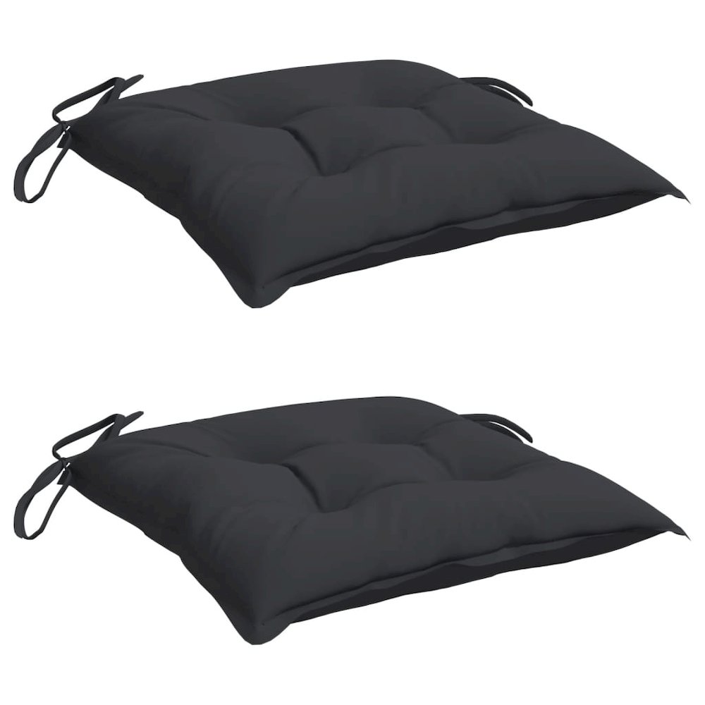 Chair Cushion Set of 2 Black Oxford fabric (100% polyester). Picture 3