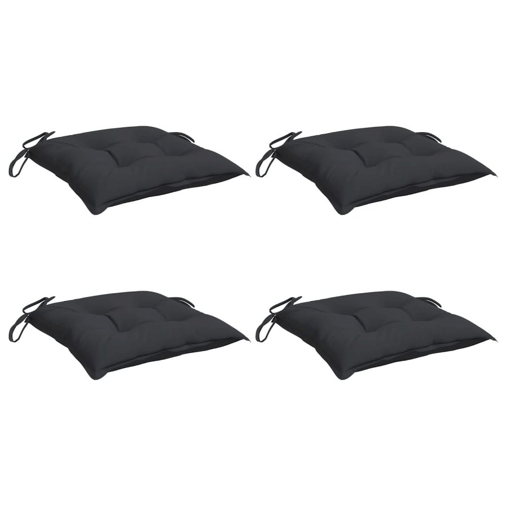 Chair Cushion Set of 4 Black Oxford fabric (100% polyester). Picture 3