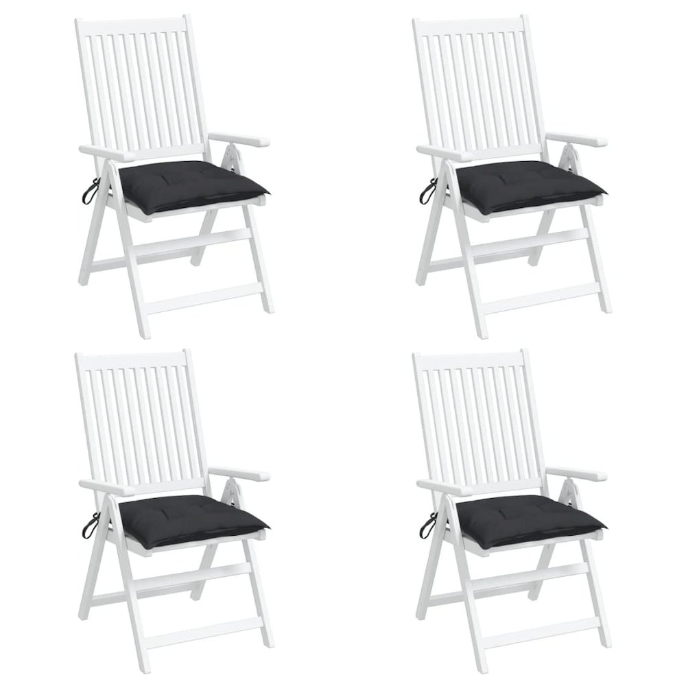 Chair Cushion Set of 4 Black Oxford fabric (100% polyester). Picture 4
