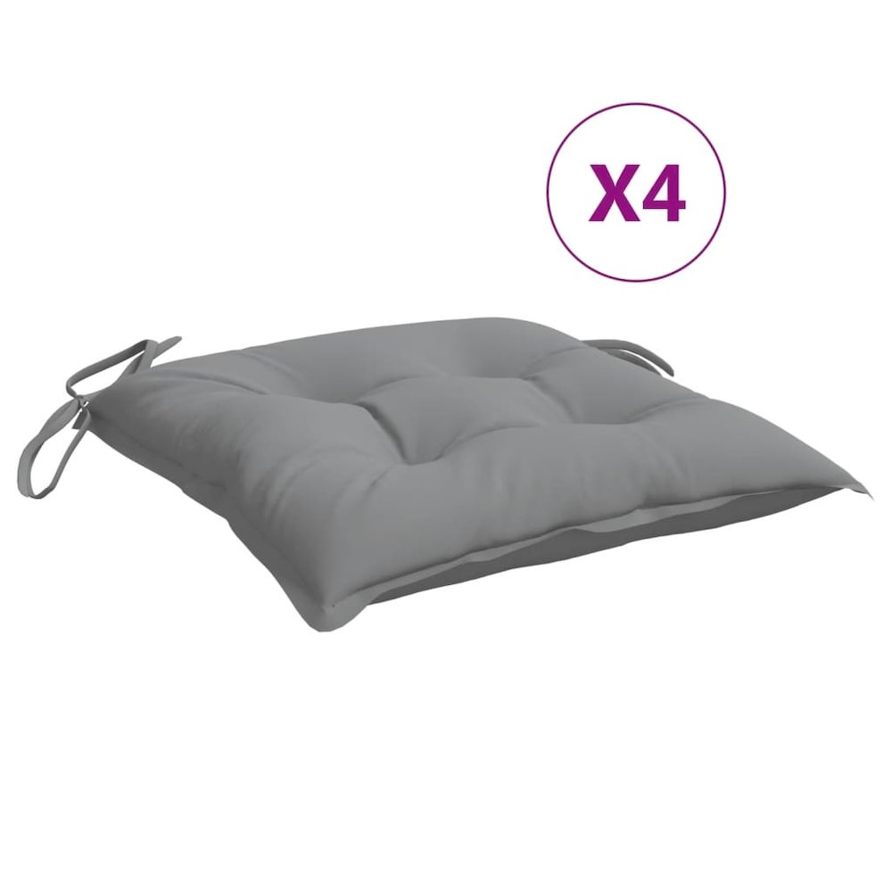 Chair Cushion Set of 4 Grey 100% polyester Large Chair Cushion. Picture 2