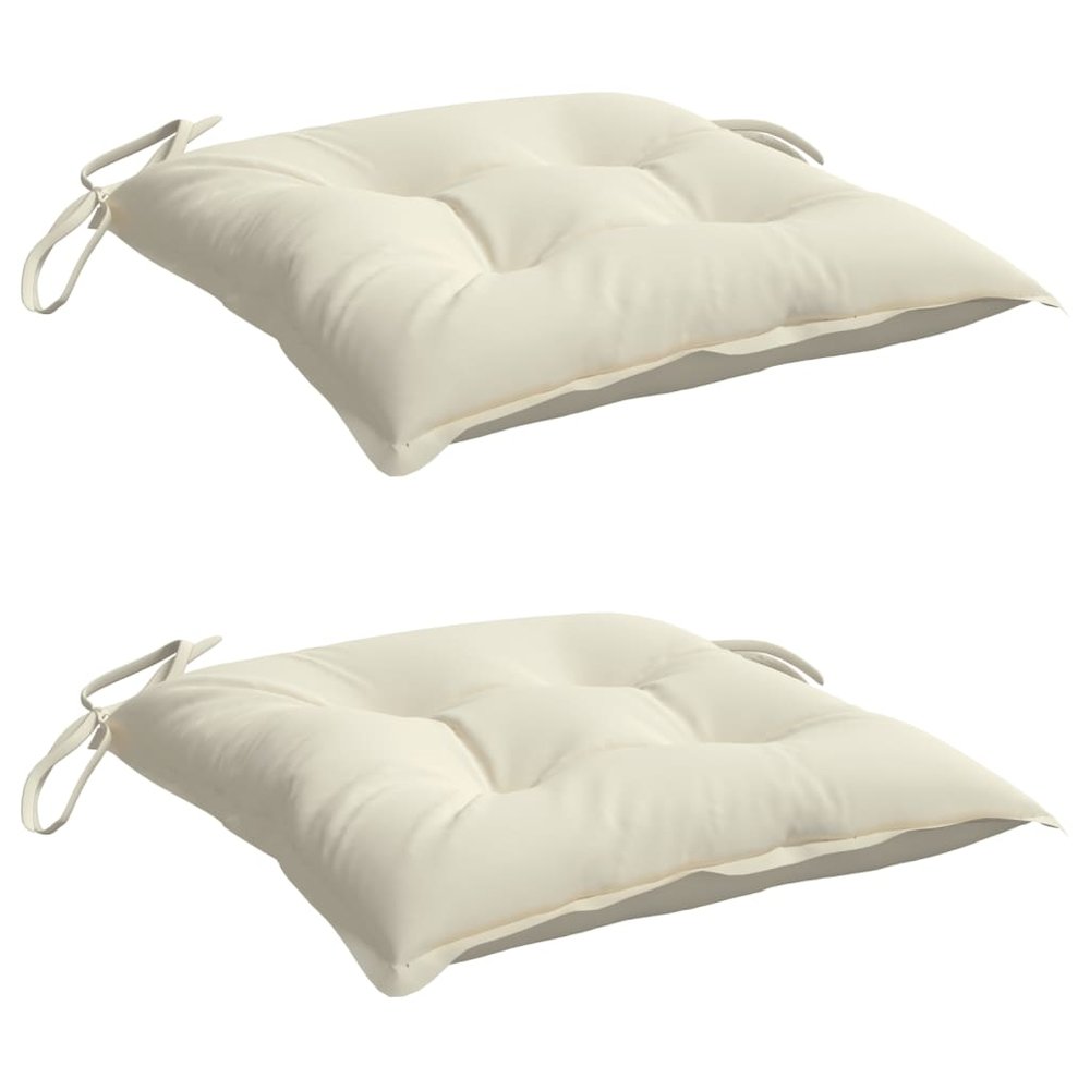 Chair Cushion Set of 2 Cream White Oxford fabric (100% polyester). Picture 3