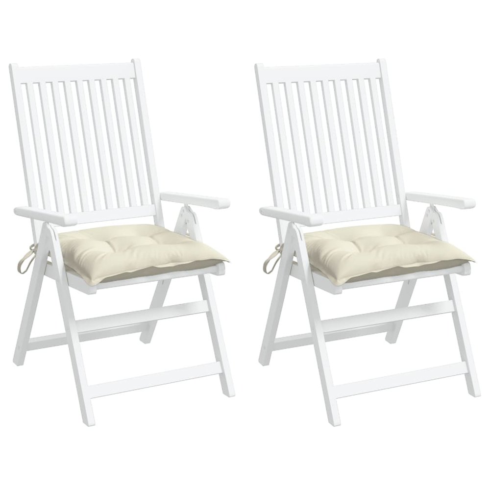 Chair Cushion Set of 2 Cream White Oxford fabric (100% polyester). Picture 4
