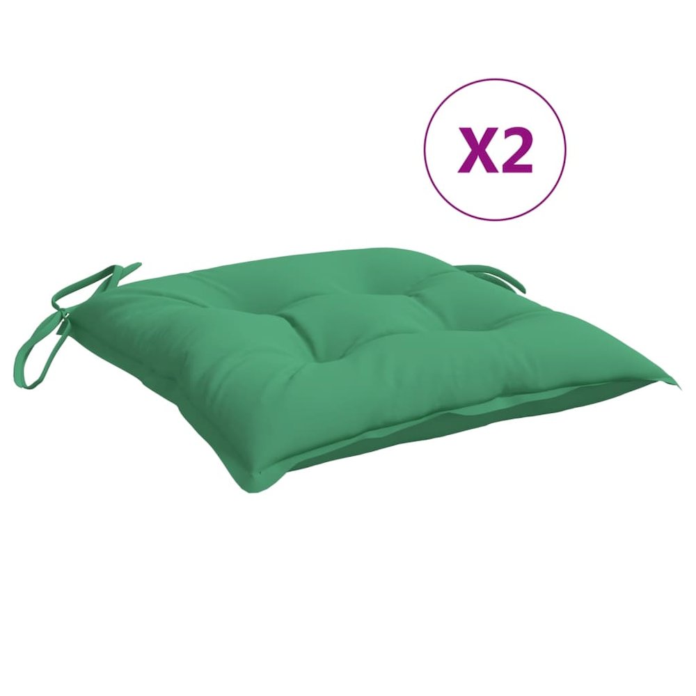 Chair Cushion Set of 2 Green Oxford fabric (100% polyester). Picture 2