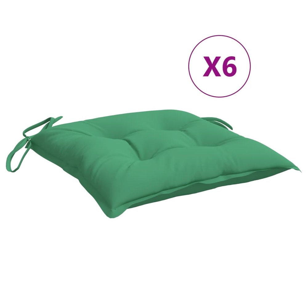 Chair Cushion Set of 6 Green Oxford fabric, PP hollow fiber. Picture 2
