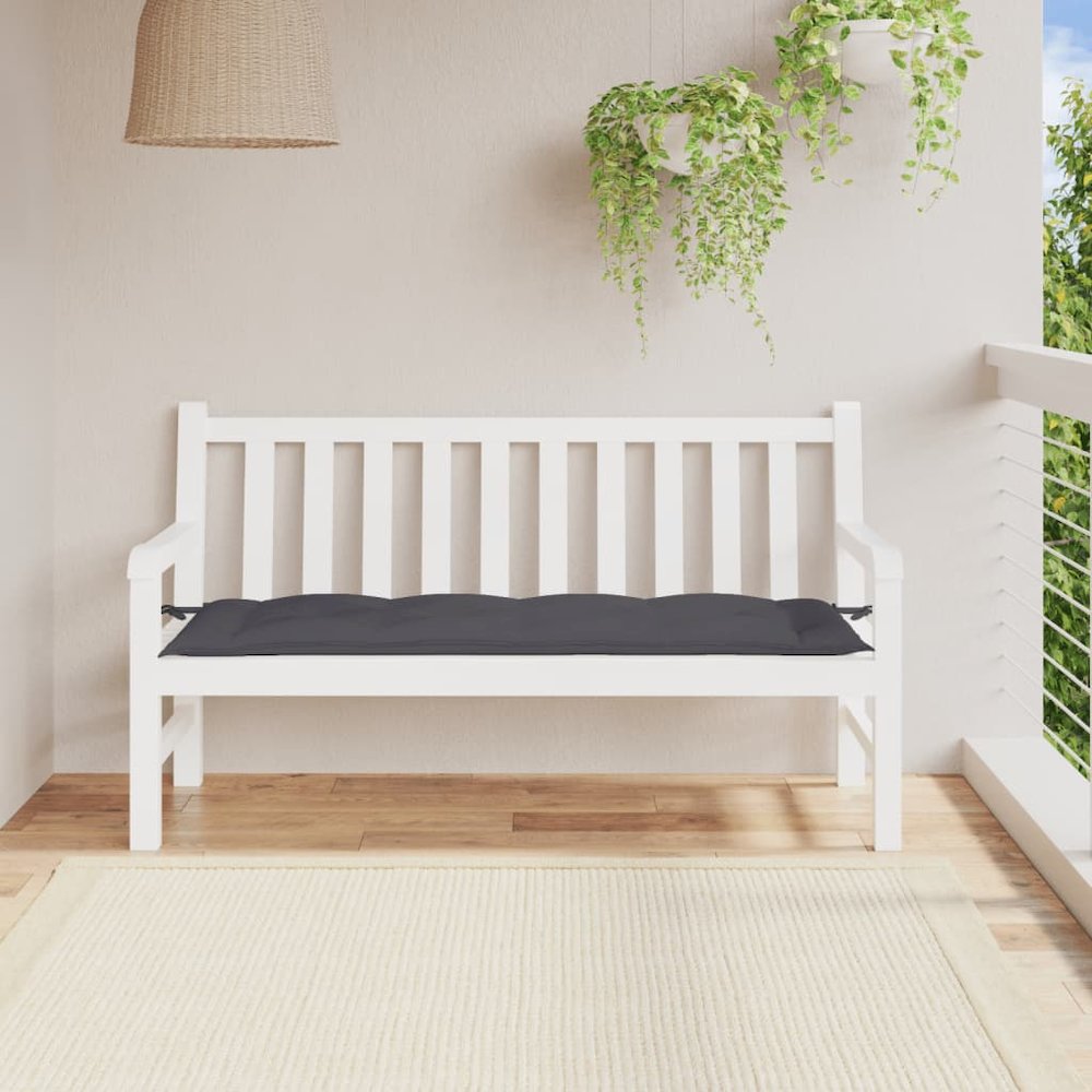 Garden Bench Cushion Anthracite Oxford fabric (100% polyester). Picture 1