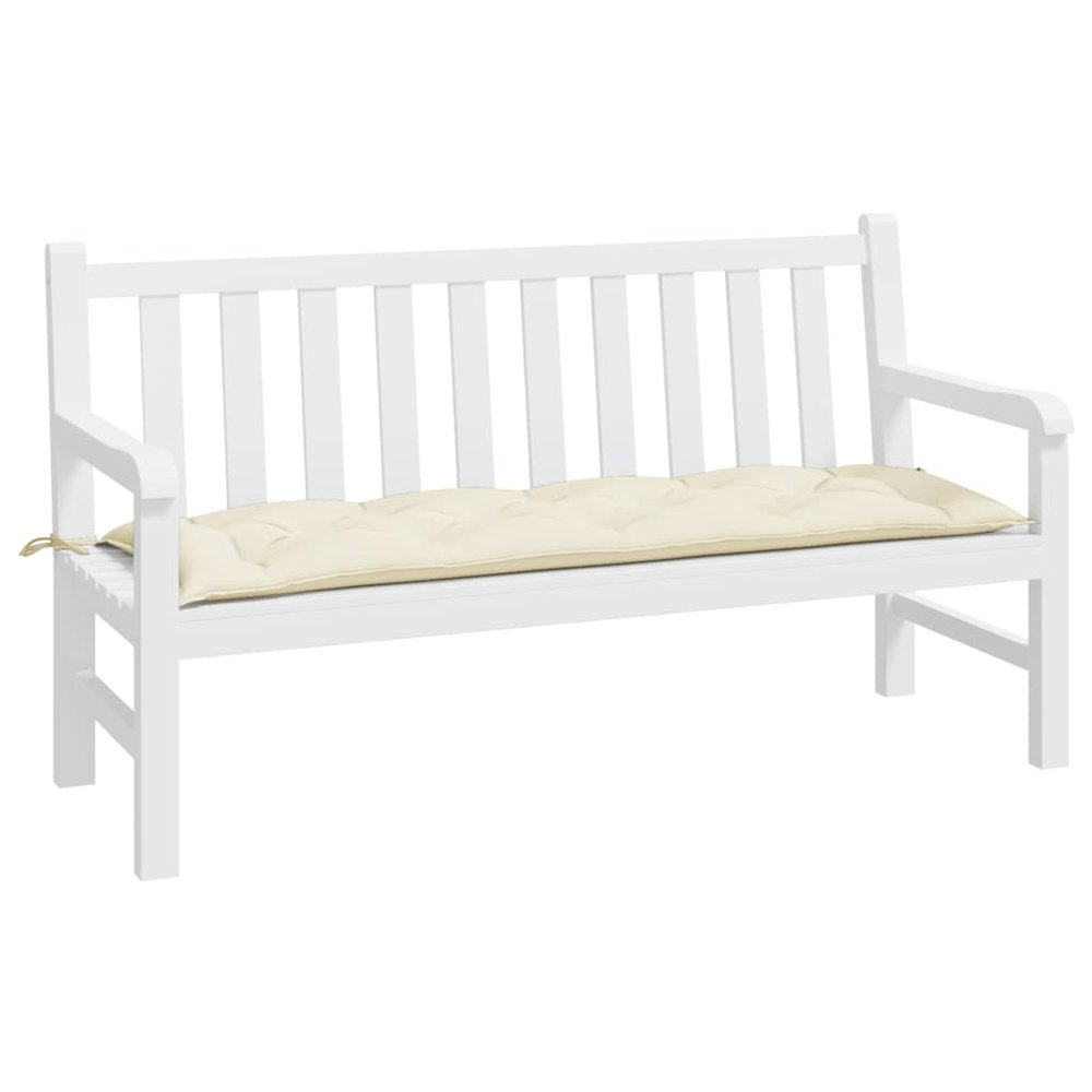 Garden Bench Cushion Cream White Oxford Fabric (100% Polyester). Picture 3