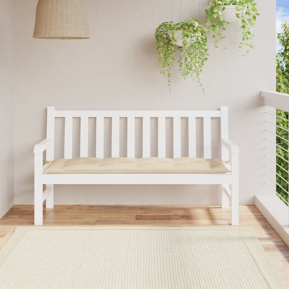 Garden Bench Cushion Beige Oxford fabric, Hollow fiber. Picture 1