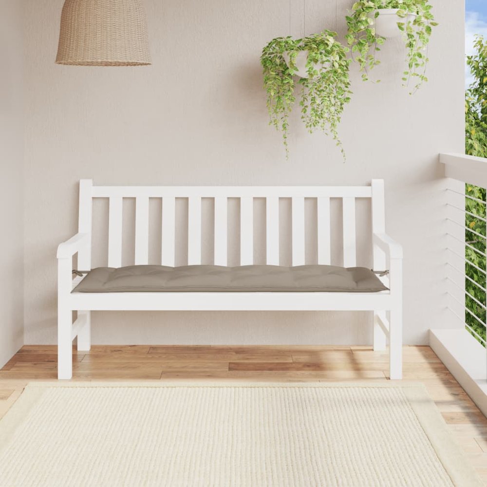 Garden Bench Cushion Taupe Oxford fabric 59.1x19.7x2.8 in. Picture 1