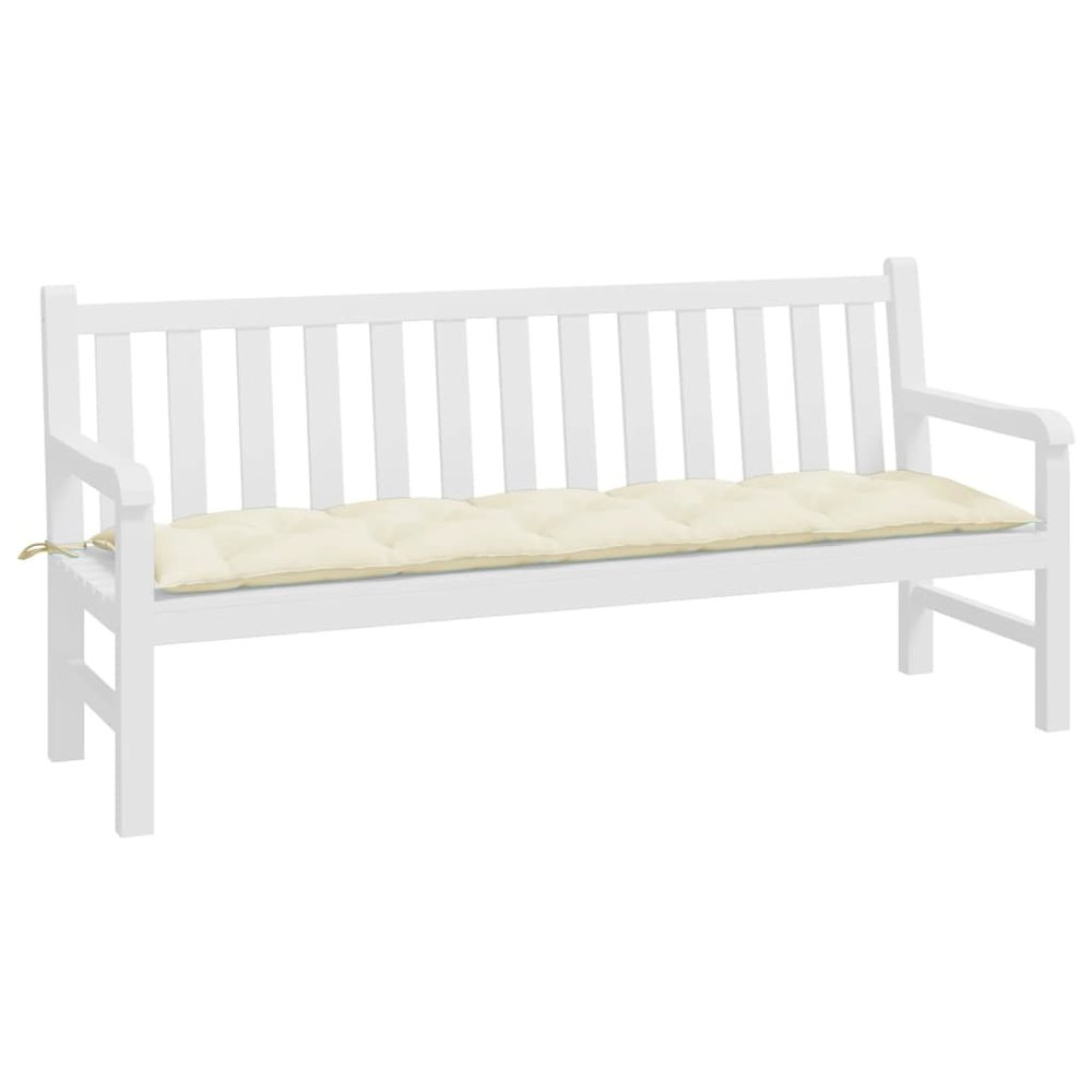 Garden Bench Cushion Cream White Oxford fabric (100% polyester). Picture 3