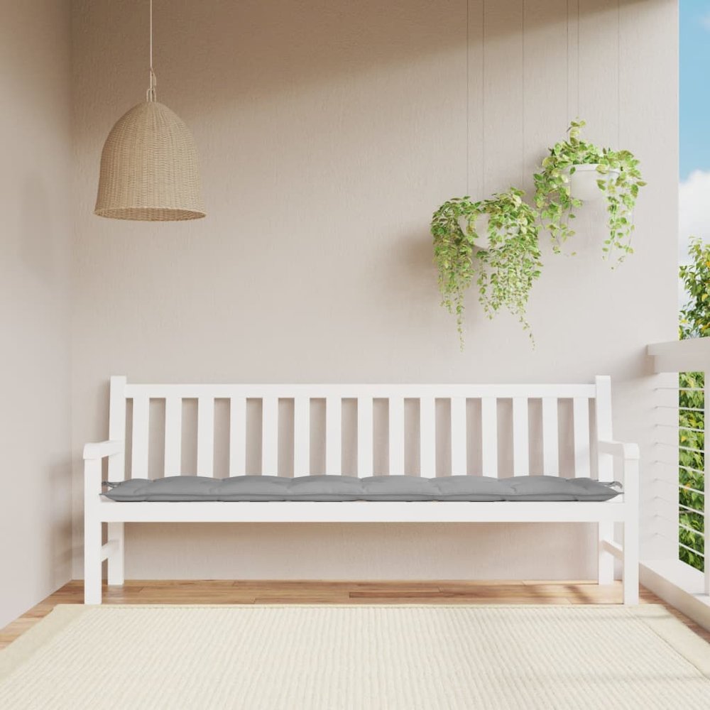 Garden Bench Cushion Gray Oxford fabric (100% polyester). Picture 1